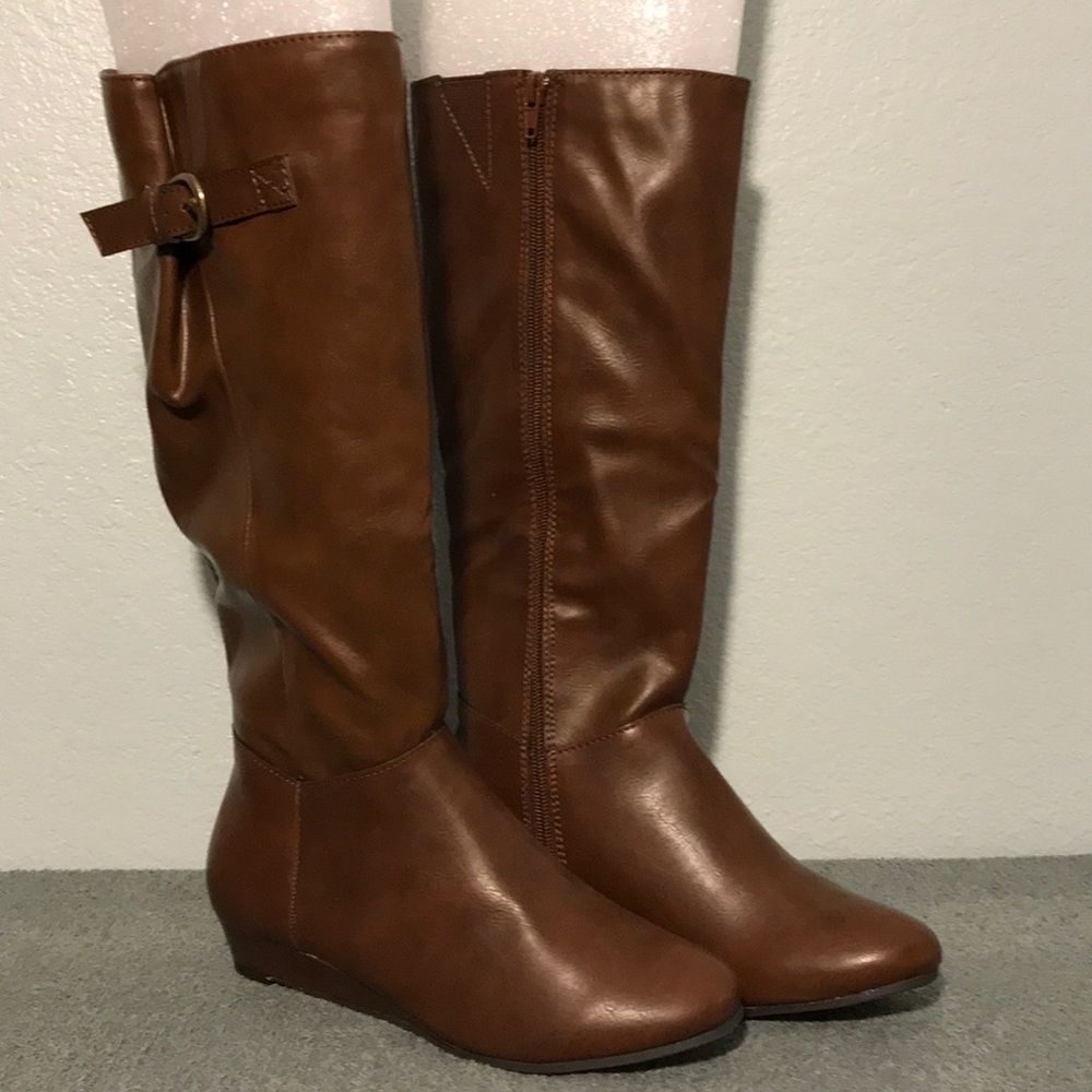 Style & Co Rainne Cognac Wedge Tall Boots